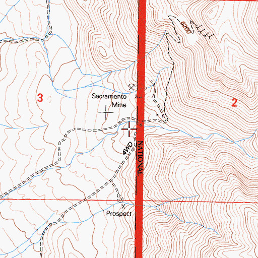 Topographic Map of Sacramento Canyon, CA