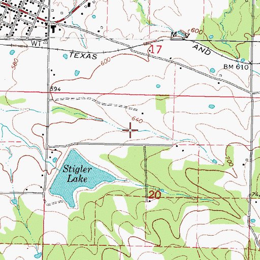 Topographic Map of Southside Volunteer Fire Department, OK