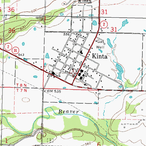 Topographic Map of Kinta Fire Department, OK