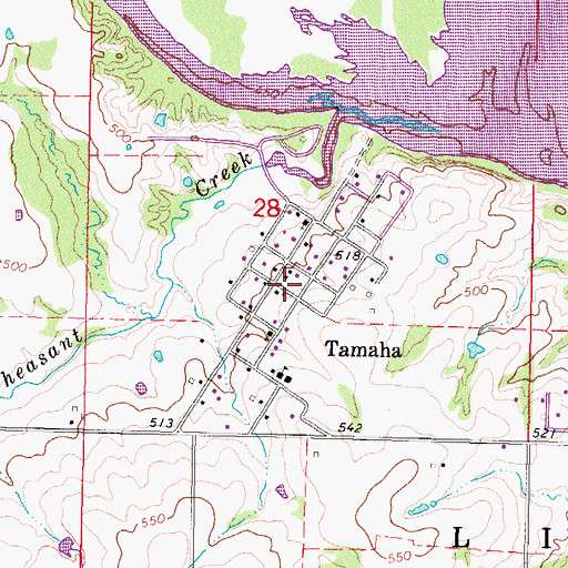 Topographic Map of Tamaha Volunteer Fire Department, OK