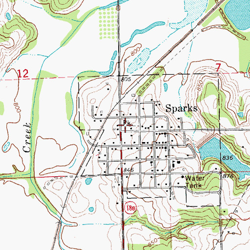 Topographic Map of Central Lincoln County Fire Protection District 4 Station 1, OK