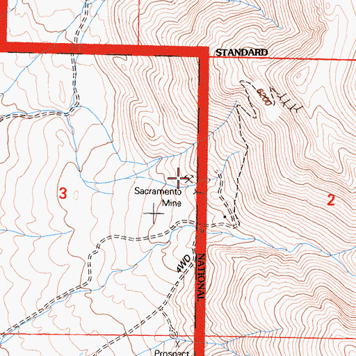 Topographic Map of Sacramento Mine, CA