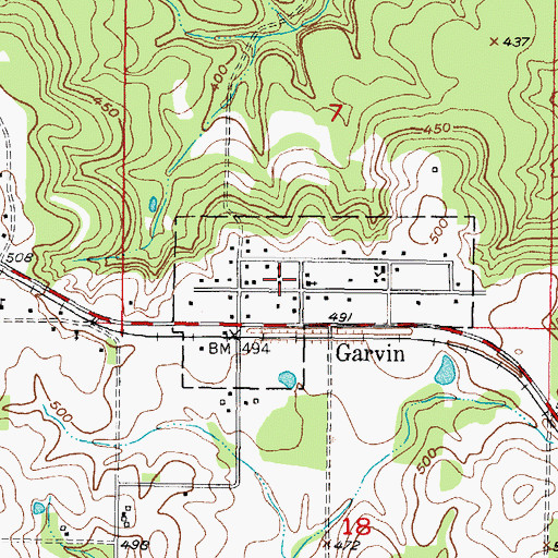 Topographic Map of Garvin Rural Volunteer Fire Department Station 2, OK