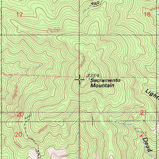 Topographic Map of Sacramento Mountain, CA
