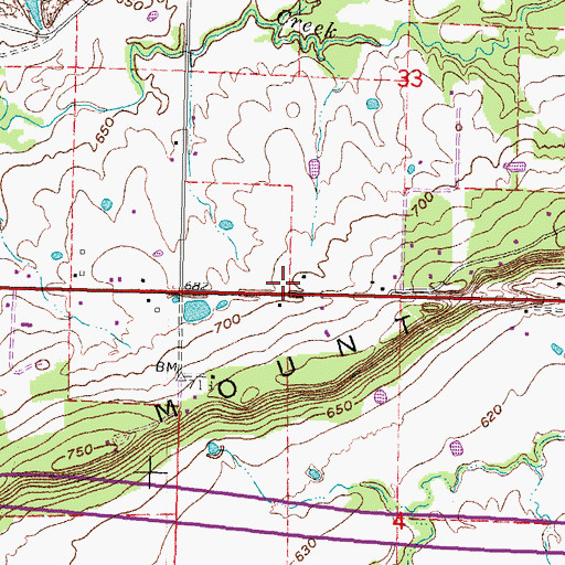 Topographic Map of Shady Grove Central High Volunteer Fire Department, OK
