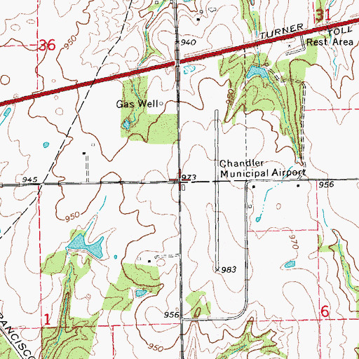 Topographic Map of Chandler Fire Department Station 2, OK