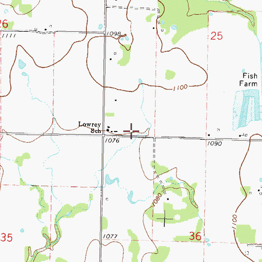 Topographic Map of Lowrey Volunteer Fire Department Station 3, OK