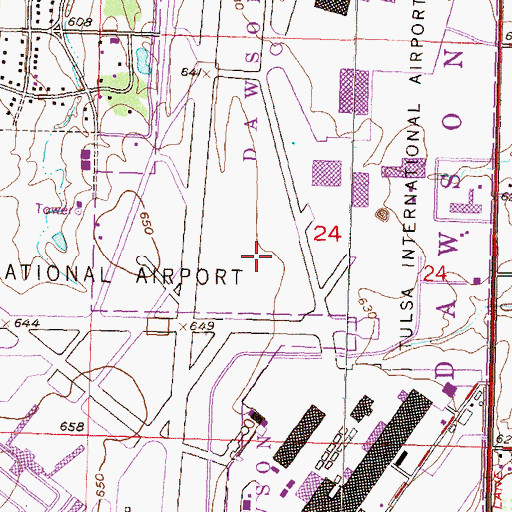 Topographic Map of Tulsa Fire Department District 7 Station 51, OK