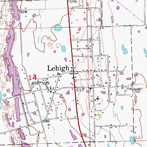 Topographic Map of Lehigh Fire Department, OK