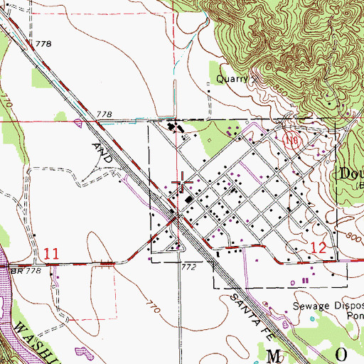 Topographic Map of Dougherty Fire Department, OK