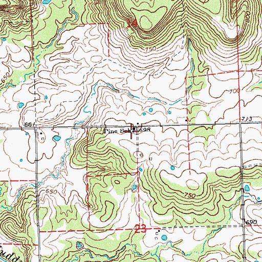 Topographic Map of Pine / Parker Volunteer Fire Department, OK