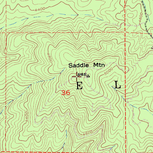 Topographic Map of Saddle Mountain, CA