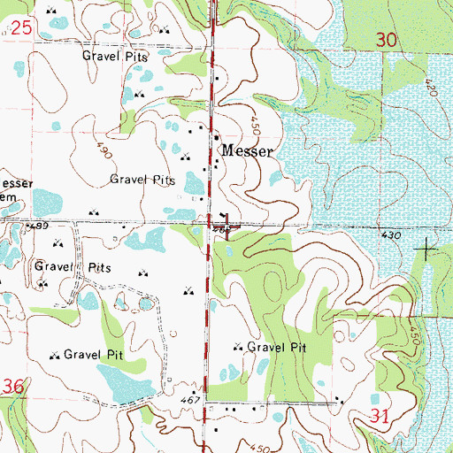 Topographic Map of Messer Fire Department, OK