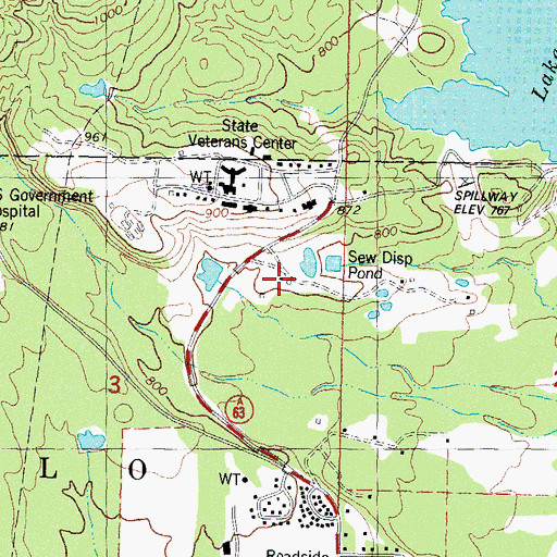 Topographic Map of Oklahoma Forestry Services Talihina Field Office, OK