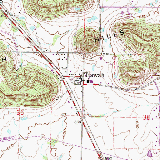 Topographic Map of Tiawah Fire Department, OK