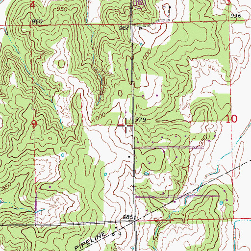 Topographic Map of Southwest Lincoln County Fire Protection District 1 Station 2, OK
