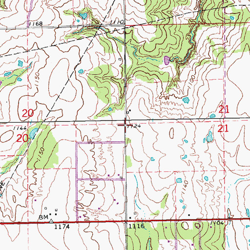 Topographic Map of Southwest Lincoln County Fire Protection District 1 Station 3, OK