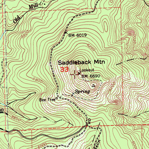 Topographic Map of Saddleback Mountain, CA
