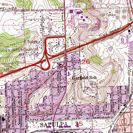 Topographic Map of Sapulpa Fire Department Station 2, OK