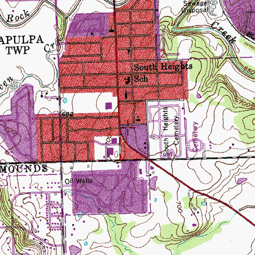 Topographic Map of Sapulpa Fire Department Station 3, OK