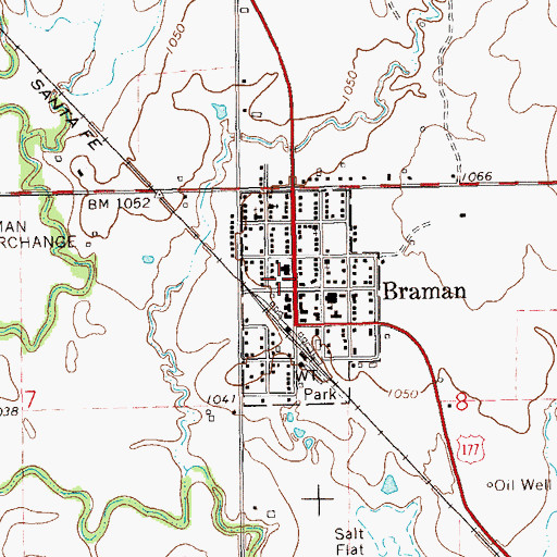 Topographic Map of Braman Volunteer Fire Department Storage, OK