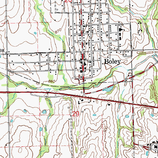 Topographic Map of Boley Fire Department, OK