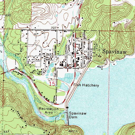Topographic Map of Spavinaw Fire Department, OK