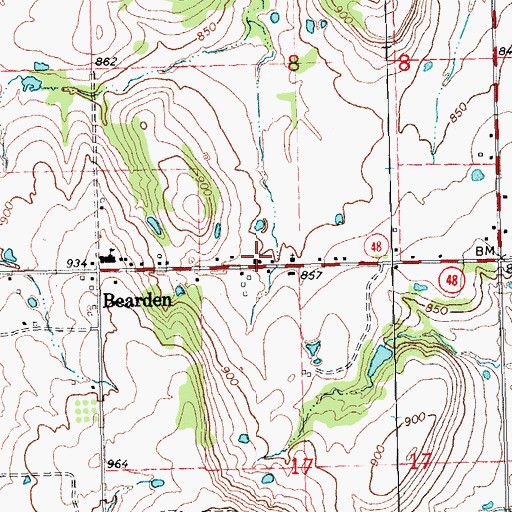 Topographic Map of Bearden Fire Department, OK