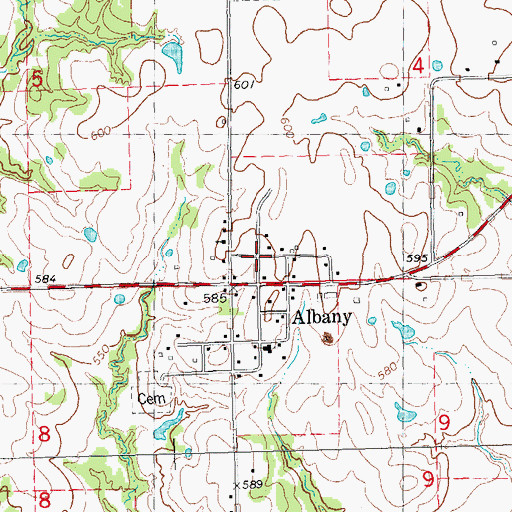 Topographic Map of Albany Fire Department, OK
