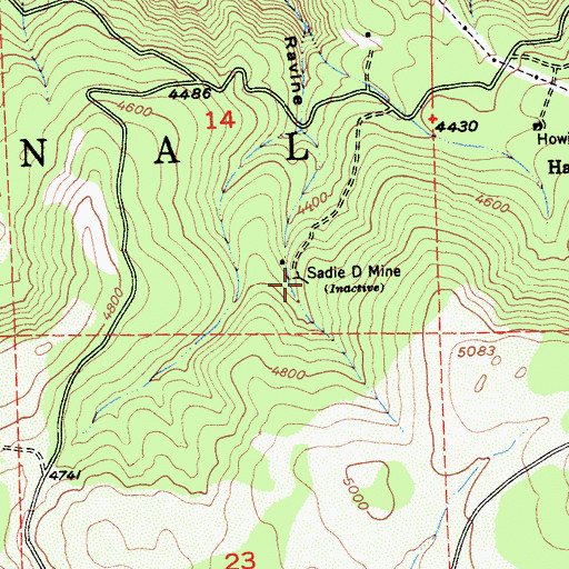 Topographic Map of Sadie D Mine, CA