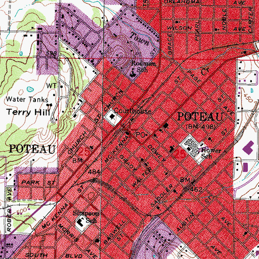 Topographic Map of Poteau Fire Department Station 1 Headquarters, OK