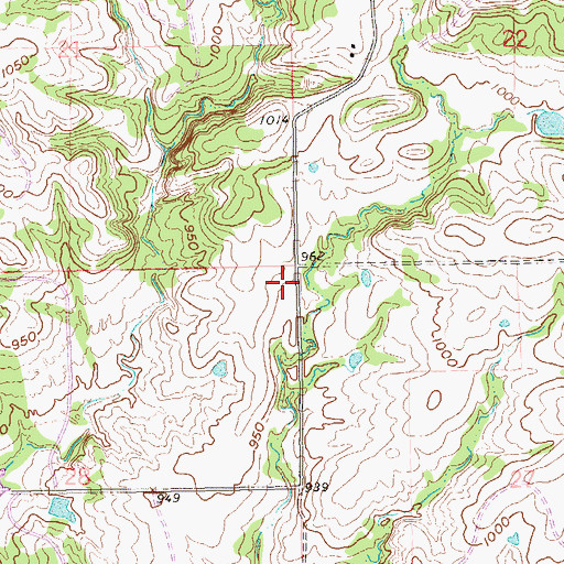 Topographic Map of Cedar Blue Volunteer Fire Department, OK