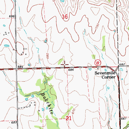 Topographic Map of Freeny Valley Firefighters, OK