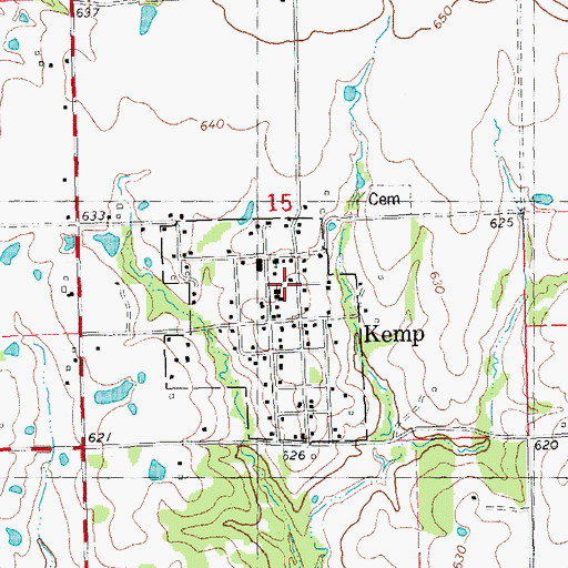 Topographic Map of Kemp Fire Department, OK