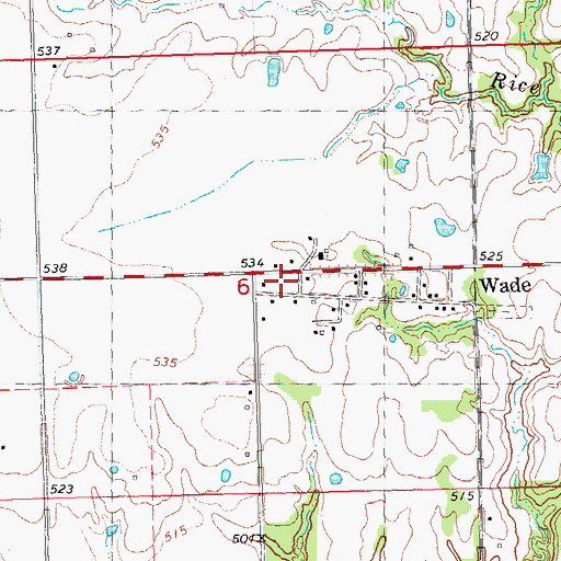 Topographic Map of Wade Volunteer Fire Department, OK