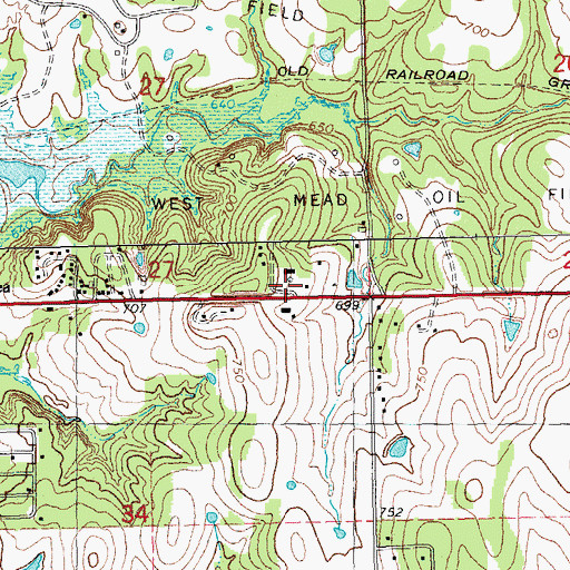 Topographic Map of West Bryan County Fire Department Station 7, OK