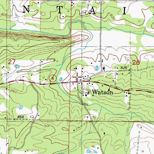 Topographic Map of Watson Community Fire Department, OK