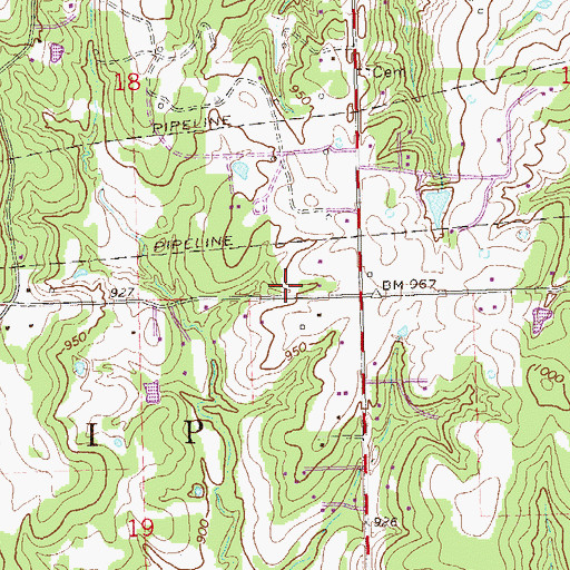 Topographic Map of Freedom Hill Fire Department, OK