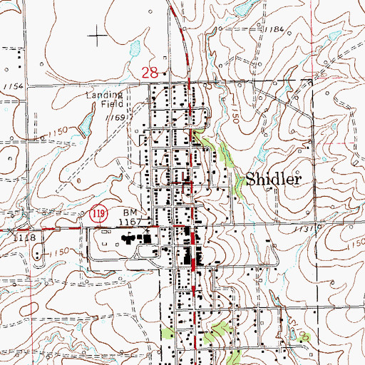 Topographic Map of Shidler Volunteer Fire Department and Ambulance, OK