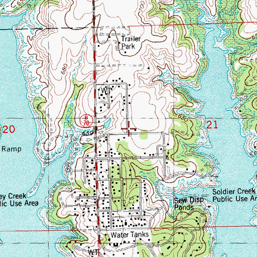 Topographic Map of Caney - Soldier Fire Department, OK