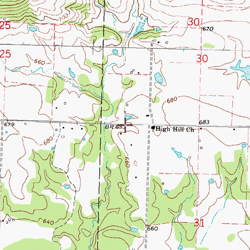 Topographic Map of High Hill Volunteer Fire Association, OK