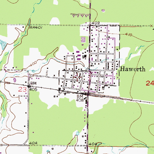 Topographic Map of Haworth Volunteer Fire Department Station 1, OK