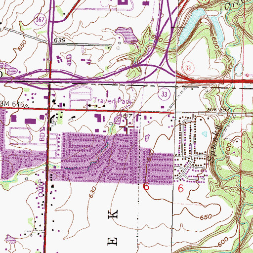 Topographic Map of Rolling Hills Fire Department, OK