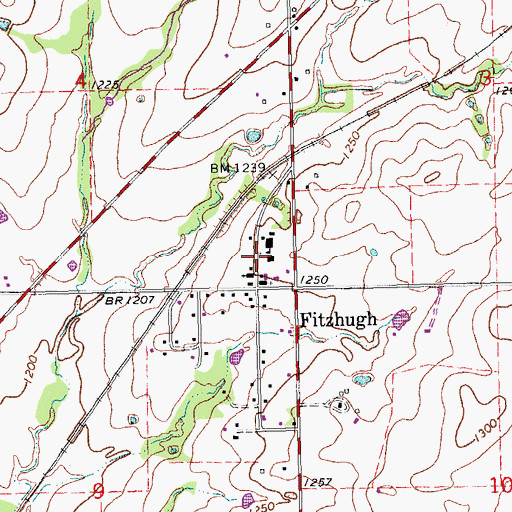 Topographic Map of Fitzhugh Volunteer Fire Department, OK