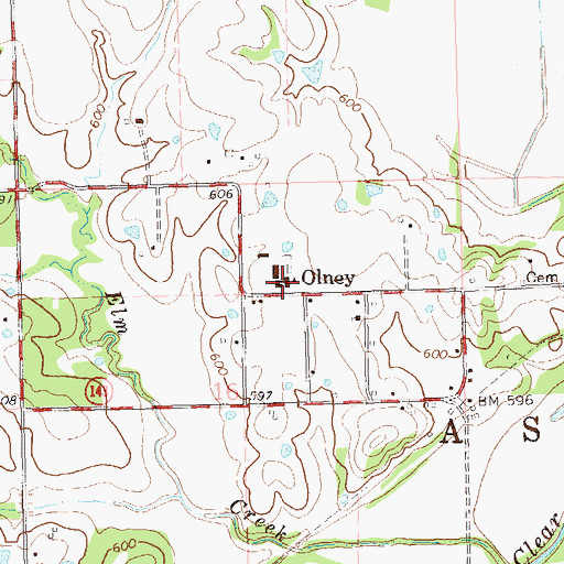 Topographic Map of Olney Fire Department, OK