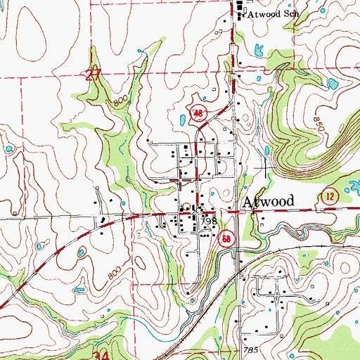 Topographic Map of Atwood Rural Fire District, OK