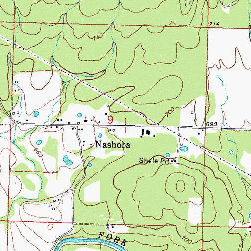 Topographic Map of Nashoba Fire Department, OK
