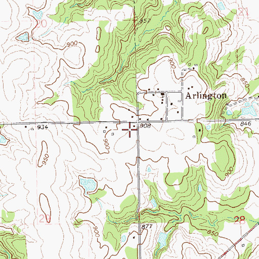 Topographic Map of Arlington Volunteer Fire Department, OK