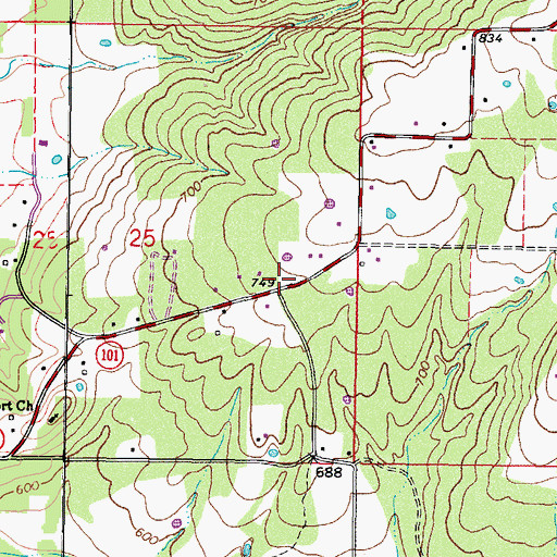 Topographic Map of Lee Creek Volunteer Fire Department Station 1, OK