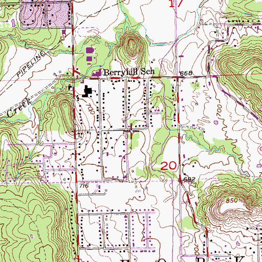 Topographic Map of Berryhill Fire Protection District Station 2, OK